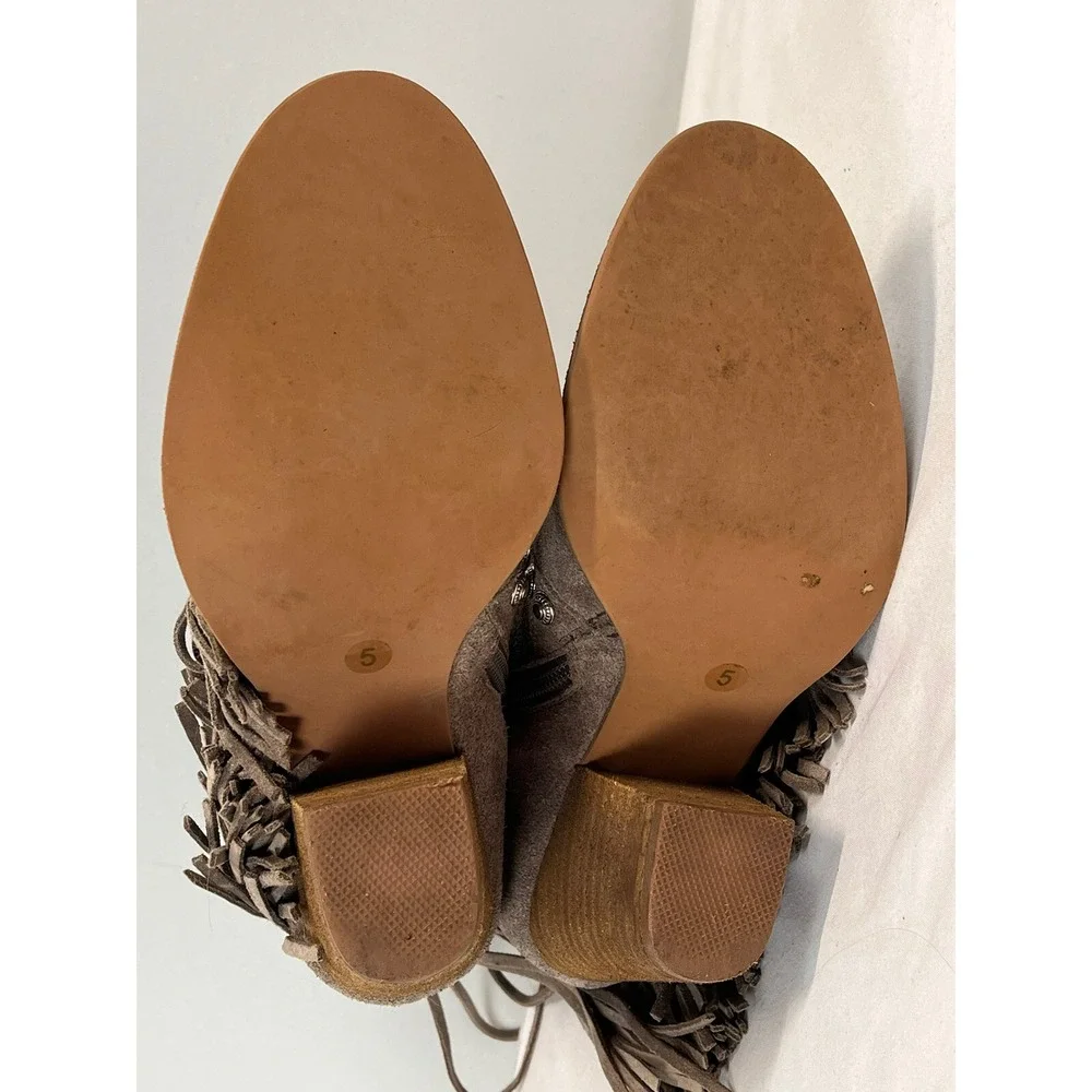 Jeffrey Campbell Free People Suede Boots Booties Sz 5 VGUC Fringe Studs